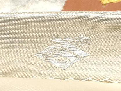 平和屋着物●西陣の名門　本家加納　六通柄袋帯　切嵌花鳥文　金糸　正絹　逸品　CABK5713hy