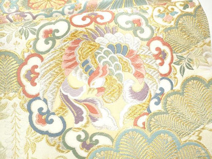 平和屋着物●六通柄袋帯　唐織　松竹梅花文　金銀糸　正絹　逸品　CABK5715hy