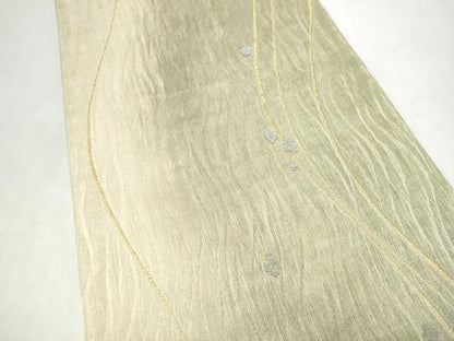 平和屋着物●六通柄袋帯　櫛織　よろけ縞　金糸　正絹　逸品　CABK5723hy