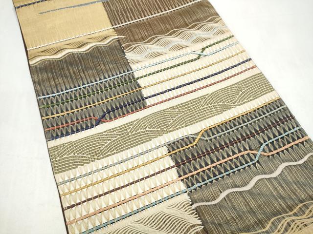 平和屋着物▽六通柄袋帯　スリーシーズン　春夏秋　もじり織　横段文　正絹　逸品　CABK5734hy