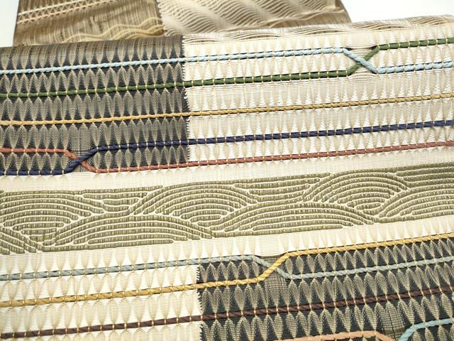 平和屋着物▽六通柄袋帯　スリーシーズン　春夏秋　もじり織　横段文　正絹　逸品　CABK5734hy