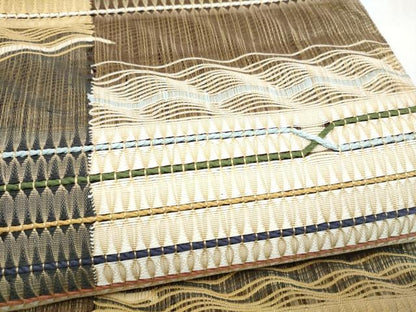 平和屋着物▽六通柄袋帯　スリーシーズン　春夏秋　もじり織　横段文　正絹　逸品　CABK5734hy