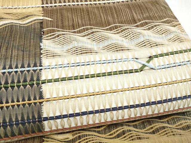 平和屋着物▽六通柄袋帯　スリーシーズン　春夏秋　もじり織　横段文　正絹　逸品　CABK5734hy