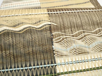 平和屋着物▽六通柄袋帯　スリーシーズン　春夏秋　もじり織　横段文　正絹　逸品　CABK5734hy