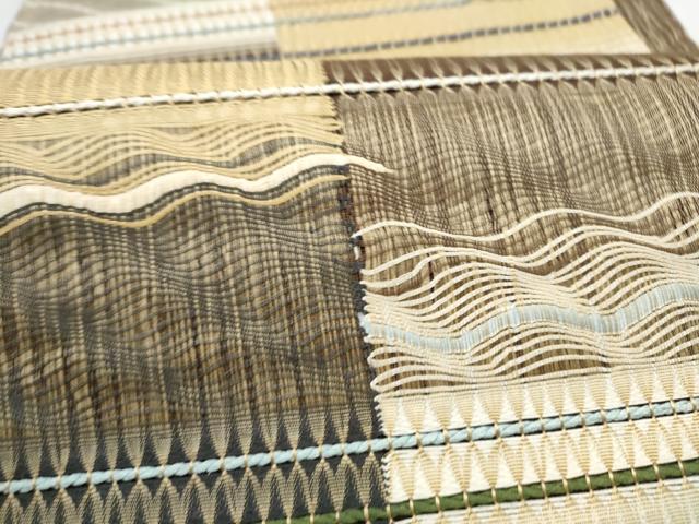 平和屋着物▽六通柄袋帯　スリーシーズン　春夏秋　もじり織　横段文　正絹　逸品　CABK5734hy