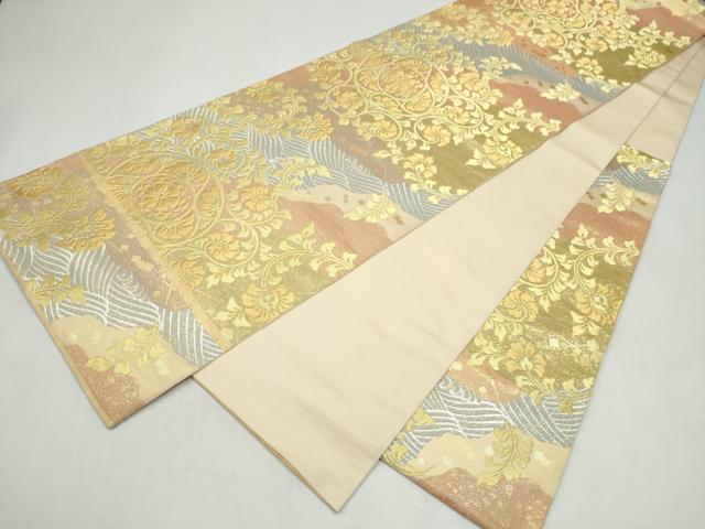 平和屋着物●西陣　川島織物六通柄　本袋帯　花唐草文　金銀糸　正絹　逸品　CABK5738hy