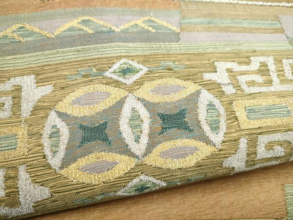 平和屋着物●六通柄袋帯　すくい織　幾何学文様　金銀糸　正絹　逸品　CABK5744hy