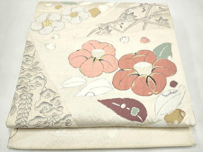 平和屋着物●六通柄袋帯　辻が花の薫　金糸　正絹　逸品　CABK5749hy