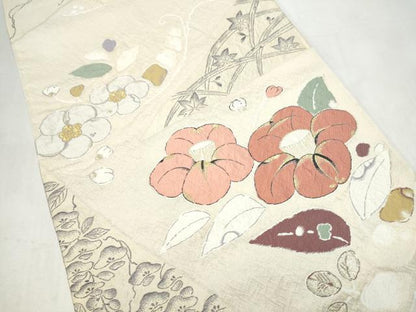 平和屋着物●六通柄袋帯　辻が花の薫　金糸　正絹　逸品　CABK5749hy