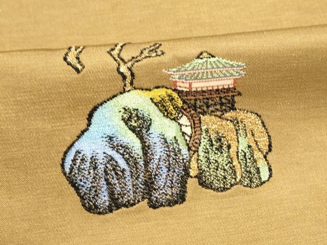 平和屋着物●龍村美術織物　龍村製　六通柄　本袋帯　米翁山水　金糸　正絹　逸品　CABK5752hy
