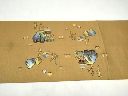 平和屋着物●龍村美術織物　龍村製　六通柄　本袋帯　米翁山水　金糸　正絹　逸品　CABK5752hy