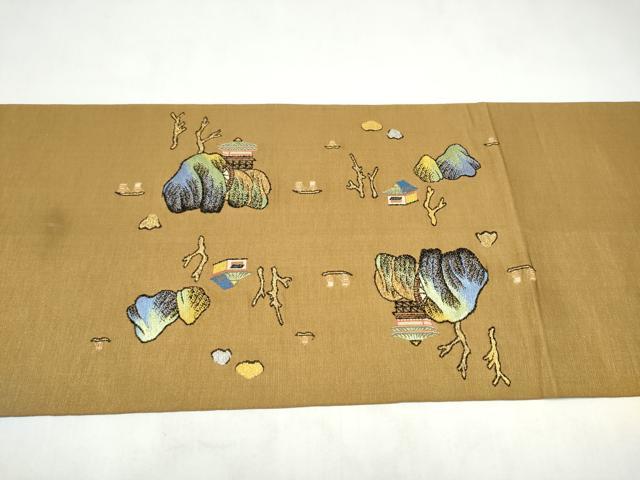 平和屋着物●龍村美術織物　龍村製　六通柄　本袋帯　米翁山水　金糸　正絹　逸品　CABK5752hy