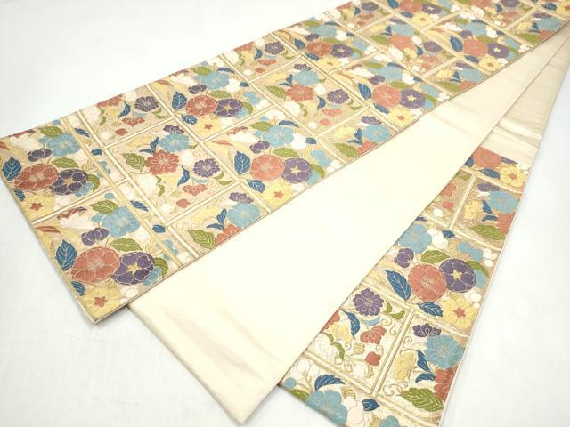 平和屋着物●六通柄袋帯　唐織　花唐草文　正絹　逸品　CABK5753hy
