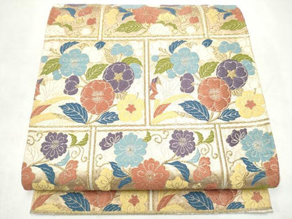 平和屋着物●六通柄袋帯　唐織　花唐草文　正絹　逸品　CABK5753hy