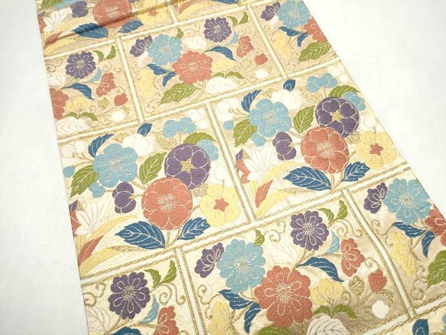 平和屋着物●六通柄袋帯　唐織　花唐草文　正絹　逸品　CABK5753hy