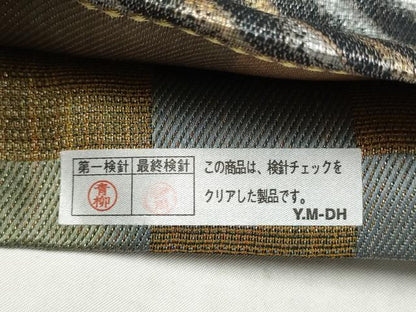 平和屋着物●両面　両方向　全通柄袋帯　幾何学間道　金糸　正絹　逸品　CABK5755hy
