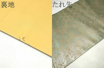 平和屋着物●太鼓柄袋帯　人物草花文　金彩　正絹　逸品　CABK5767hy
