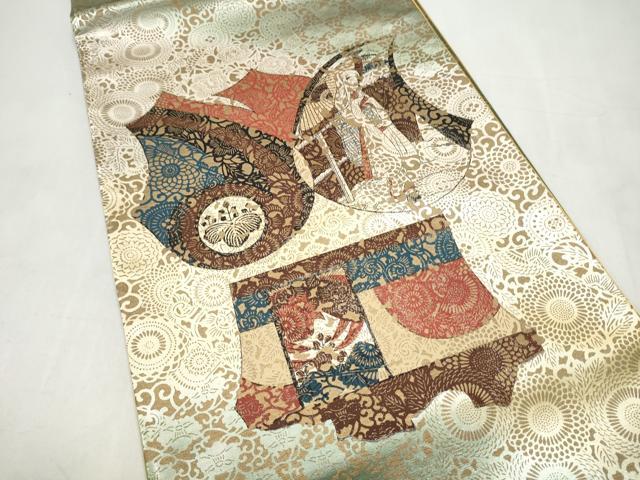平和屋着物●太鼓柄袋帯　人物草花文　金彩　正絹　逸品　CABK5767hy
