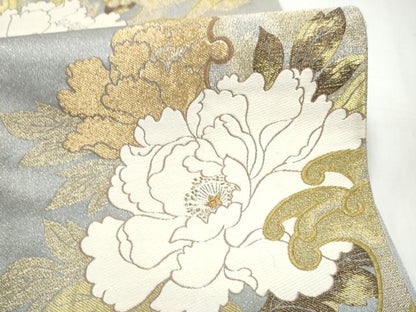 平和屋着物●六通柄袋帯　玉華夢錦　叢裂織　金糸　正絹　逸品　CABK5772hy