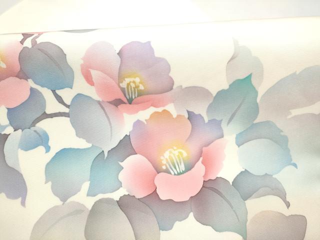 平和屋着物●塩瀬　九寸名古屋帯　ろうけつ染　枝花文　正絹　逸品　CABK5779hy