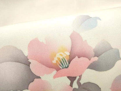 平和屋着物●塩瀬　九寸名古屋帯　ろうけつ染　枝花文　正絹　逸品　CABK5779hy