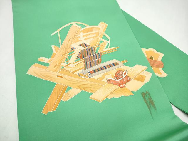 平和屋着物●塩瀬　九寸名古屋帯　作家物　織機　正絹　逸品　CABK5782hy