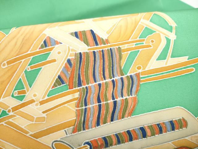 平和屋着物●塩瀬　九寸名古屋帯　作家物　織機　正絹　逸品　CABK5782hy