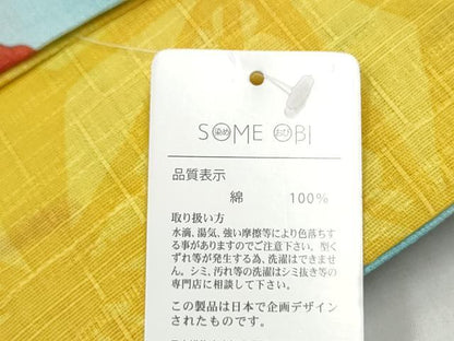 平和屋着物●両面　半幅帯　浴衣帯　金魚　麻の葉文様　綿　逸品　CABK5793hy