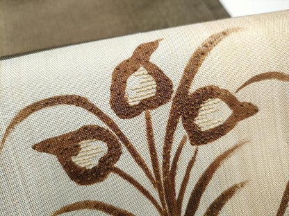 平和屋着物●中国三大刺繍　相良刺繍　太鼓柄袋帯　草花文　金糸　正絹　逸品　CABK5801hy