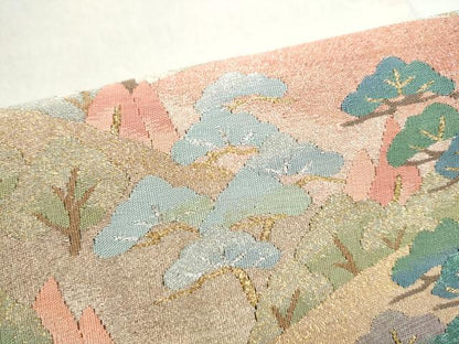 平和屋着物●爪搔き本綴れ　太鼓柄袋帯　遠山樹林文　金銀糸　正絹　逸品　CABK5802hy