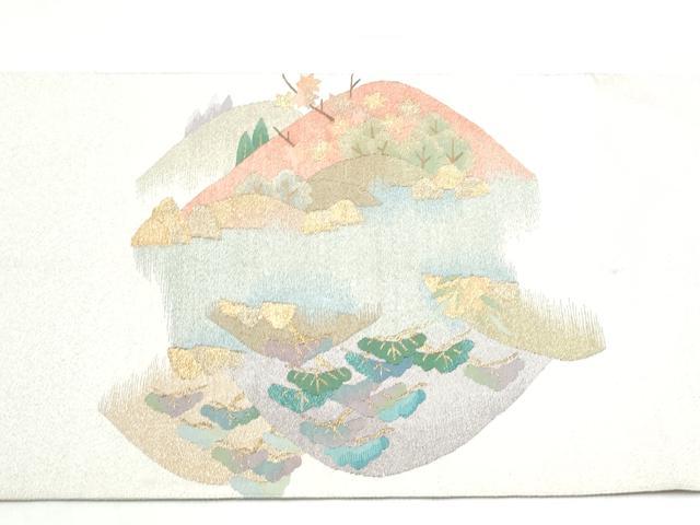平和屋着物●爪搔き本綴れ　太鼓柄袋帯　遠山樹林文　金銀糸　正絹　逸品　CABK5802hy