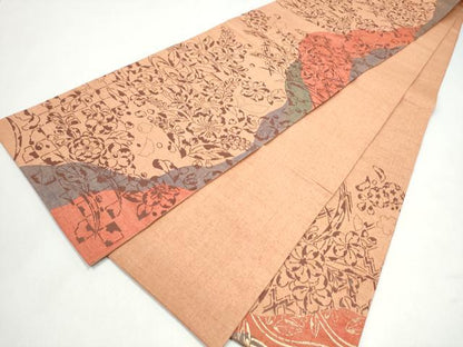 平和屋着物●中国三大刺繍　相良刺繍　太鼓柄袋帯　紬地　辻が花　金彩　正絹　逸品　CABK5804hy