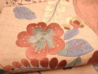 平和屋着物●中国三大刺繍　相良刺繍　太鼓柄袋帯　紬地　辻が花　金彩　正絹　逸品　CABK5804hy