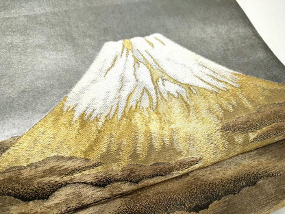 平和屋着物●近代日本画の巨匠　横山大観　じゅらく謹製　太鼓柄袋帯　朝陽雲峰　金銀彩　引箔　正絹　逸品　CABK5805hy