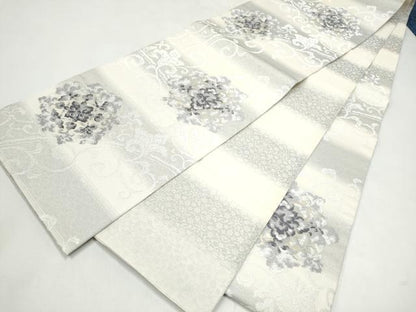 平和屋着物▽両面　六通柄袋帯　スリーシーズン　春夏秋　唐織　花唐草文　金糸　正絹　逸品　CABK5808hy