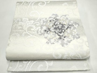 平和屋着物▽両面　六通柄袋帯　スリーシーズン　春夏秋　唐織　花唐草文　金糸　正絹　逸品　CABK5808hy