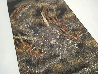 平和屋着物▽六通柄袋帯　スリーシーズン　春夏秋　龍　金銀糸　正絹　逸品　CABK5810hy