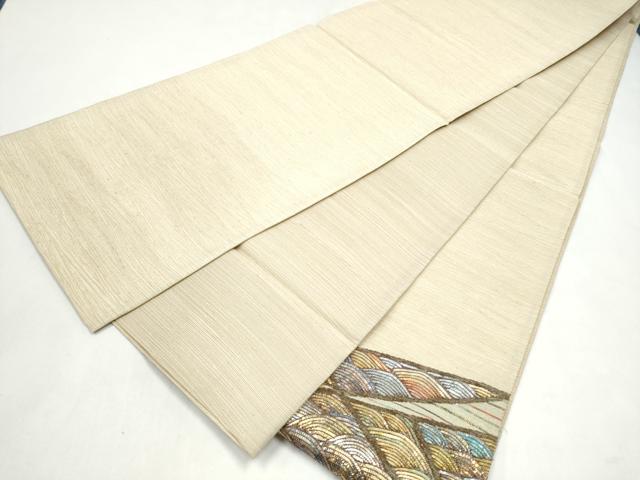 平和屋着物▽太鼓柄袋帯　スリーシーズン　春夏秋　流水文　金銀糸　正絹　逸品　CABK5811hy