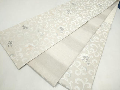 平和屋着物●六通柄袋帯　唐織　花唐草文　金糸　正絹　逸品　CABK5812hy