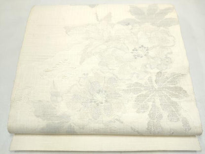 平和屋着物▽太鼓柄袋帯　スリーシーズン　春夏秋　草花文　正絹　逸品　CABK5815hy
