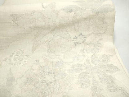 平和屋着物▽太鼓柄袋帯　スリーシーズン　春夏秋　草花文　正絹　逸品　CABK5815hy