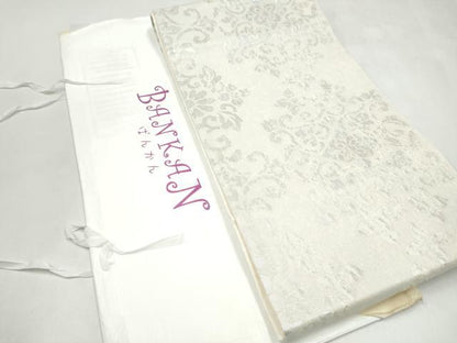 平和屋着物▽BANKANわものや　六通柄袋帯　スリーシーズン　春夏秋　花唐草文　銀糸　たとう紙付き　正絹　逸品　CABK5820hy