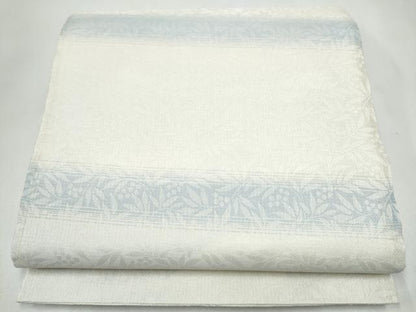 平和屋着物▽六通柄袋帯　スリーシーズン　藍　雪持芭蕉文　ぬれぬき　金銀糸　春夏秋　正絹　逸品　CABK5823hy