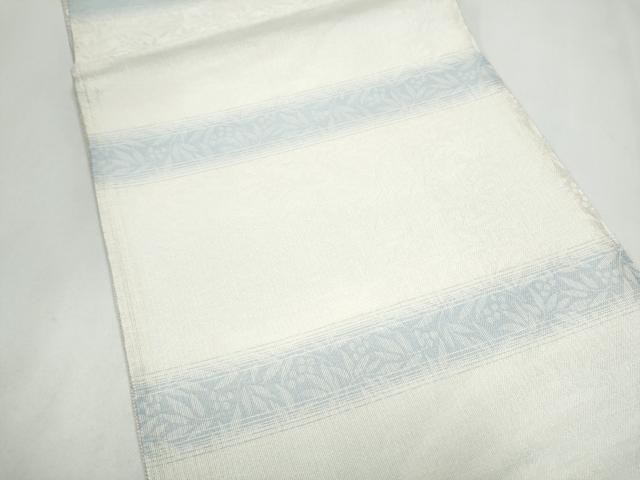 平和屋着物▽六通柄袋帯　スリーシーズン　藍　雪持芭蕉文　ぬれぬき　金銀糸　春夏秋　正絹　逸品　CABK5823hy