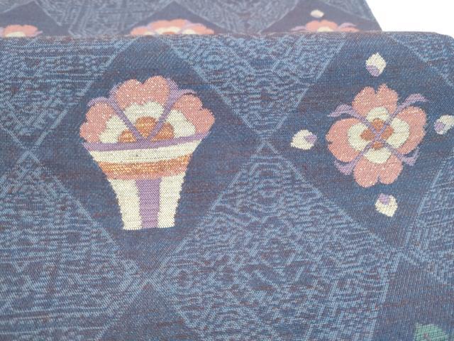 平和屋着物▽六通柄袋帯　スリーシーズン　春夏秋　花鳥文　金糸　正絹　逸品　CABK5824hy