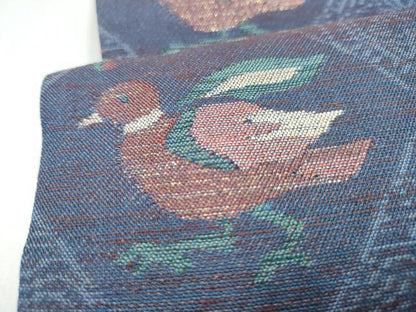 平和屋着物▽六通柄袋帯　スリーシーズン　春夏秋　花鳥文　金糸　正絹　逸品　CABK5824hy