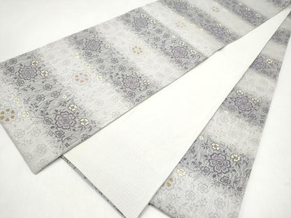 平和屋着物▽全通柄袋帯　スリーシーズン　春夏秋　櫛織　花唐草文　正絹　逸品　CABK5834hy