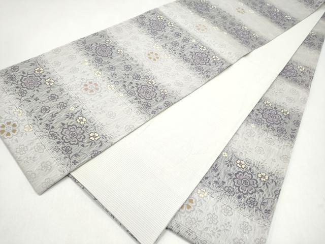 平和屋着物▽全通柄袋帯　スリーシーズン　春夏秋　櫛織　花唐草文　正絹　逸品　CABK5834hy