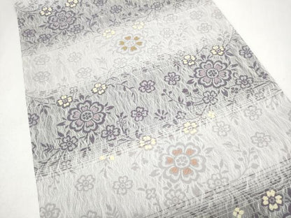 平和屋着物▽全通柄袋帯　スリーシーズン　春夏秋　櫛織　花唐草文　正絹　逸品　CABK5834hy