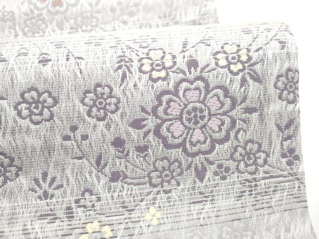 平和屋着物▽全通柄袋帯　スリーシーズン　春夏秋　櫛織　花唐草文　正絹　逸品　CABK5834hy
